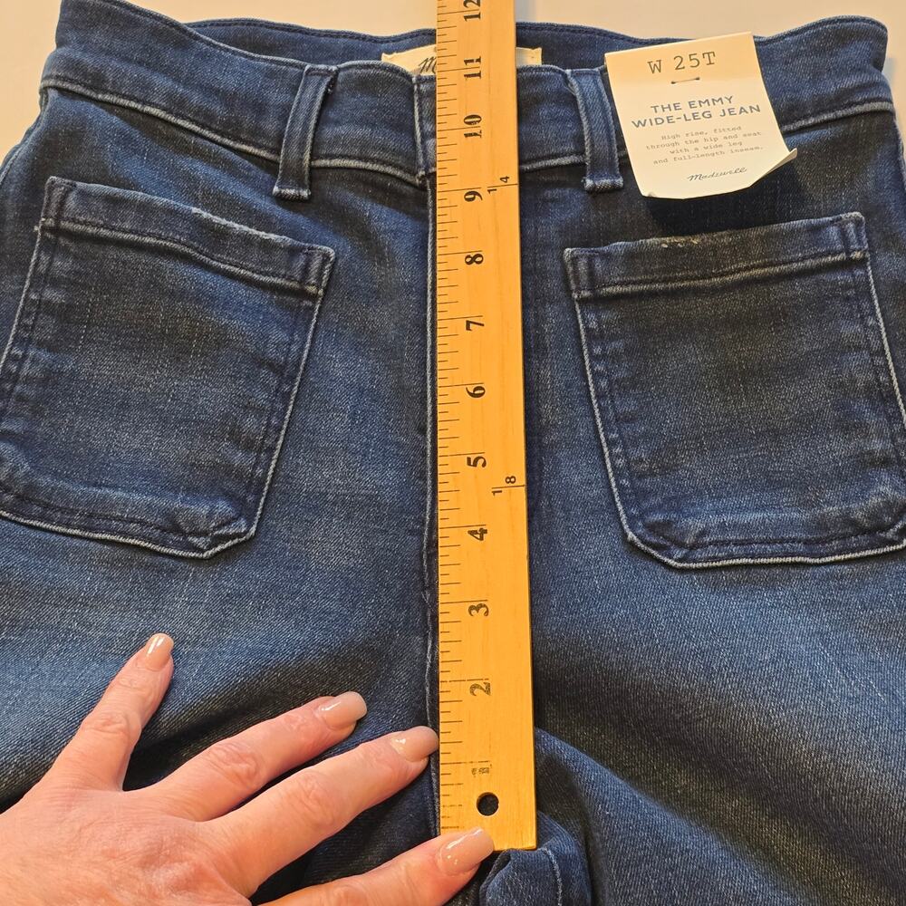 Madewell Jeans Womens Size 25T Blue The Tall Emmy Wide Leg High Rise Stretch NWT - Picture 12 of 14